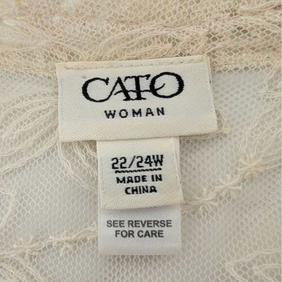 Cato Floral Lace Cardigan Womens Size 22/24W Cream Boho V Neck Lightweight Sheer - Picture 3 of 15